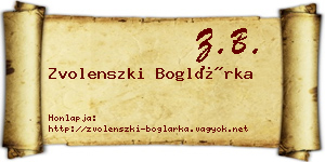 Zvolenszki Boglárka névjegykártya